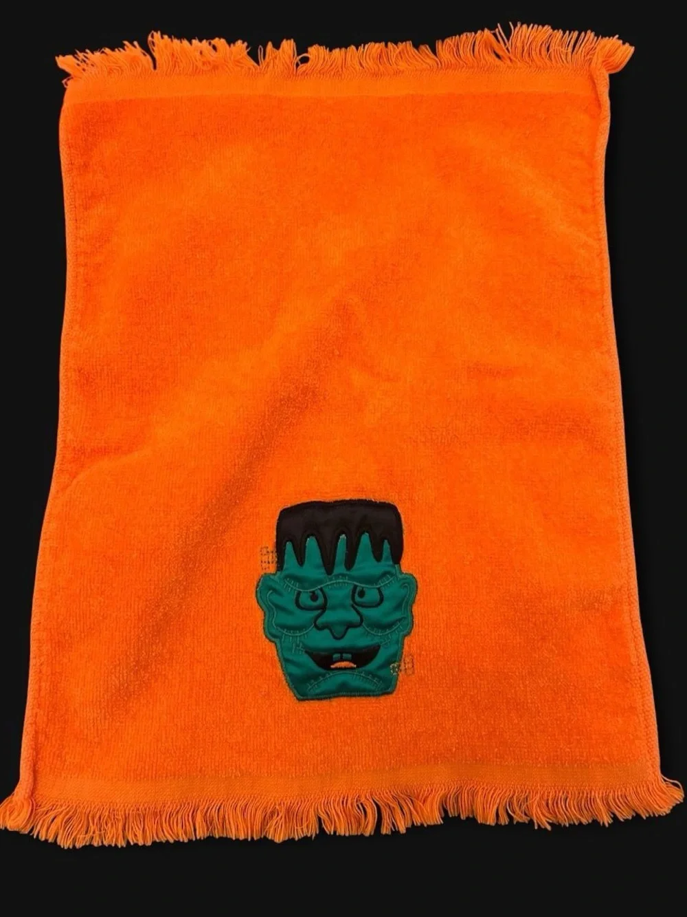 Set of three vintage 1990s decorative Halloween washcloths/dish towels